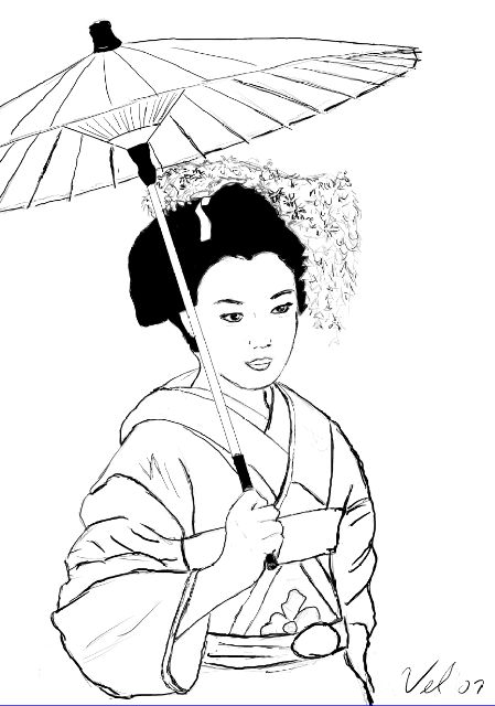 Japanese Geisha Drawing at GetDrawings | Free download