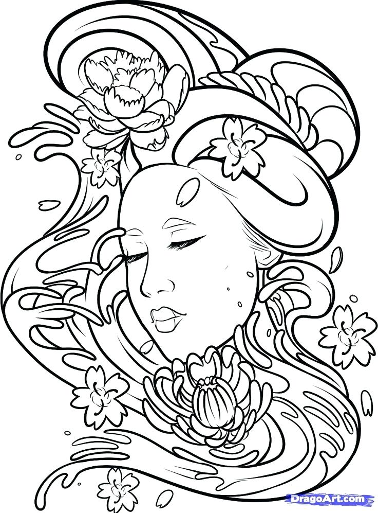 736x997 Japanese Geisha Coloring Pages Japan Free Fan Page