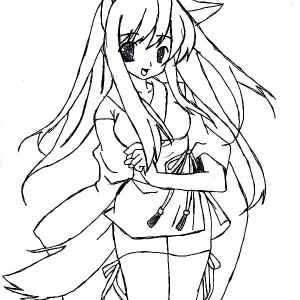 300x300 Cat Girl In Japanese Anime Coloring Page Coloring Sky