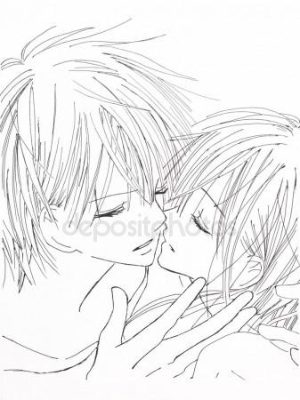 337x450 Drawing The Style Of Anime. Picture Of A Girl The Flowers