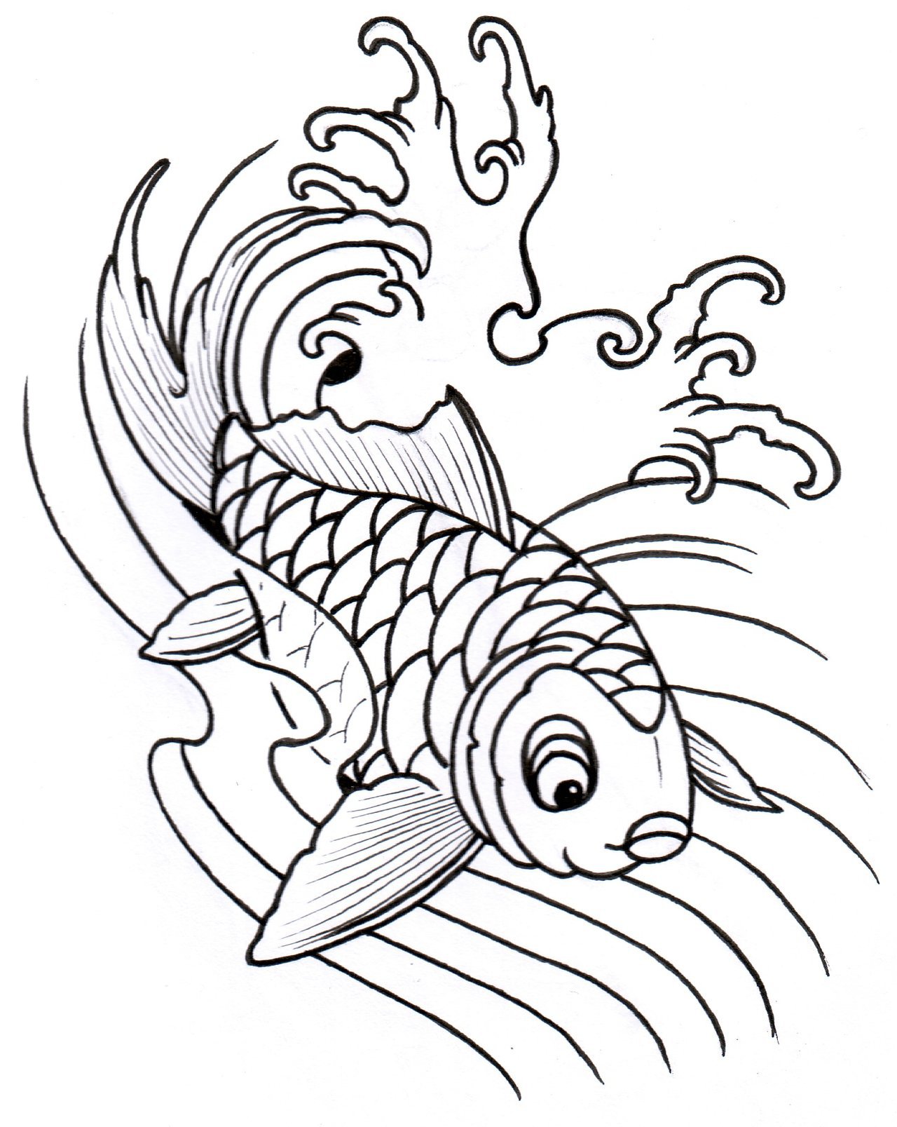 1280x1607 Goldfish Outline By Vikingtattoo