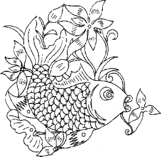 650x636 Goldfish Coloring Page