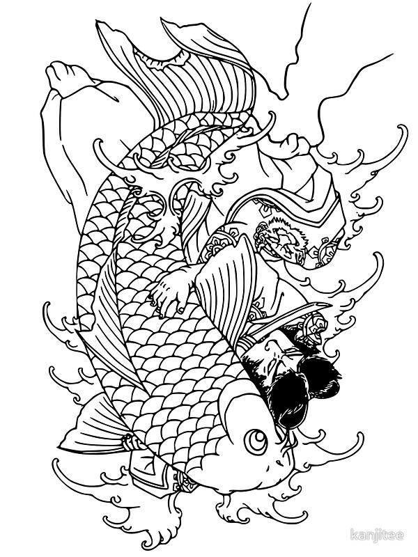 600x800 Japanese Warrior And Koi Stickers By Kanjitee Redbubble