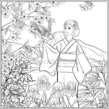 450x450 Landscape With Silhouette Of Mount Fuji Stock Vector Silmen