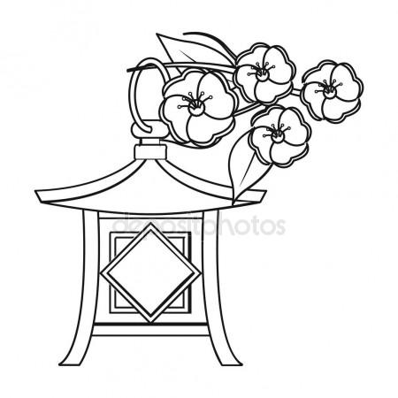 450x450 Japanese Lantern Icon In Outline Style Isolated On White
