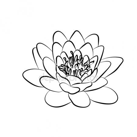 450x450 Black Stylized Image Of A Lotus Flower On A White Background