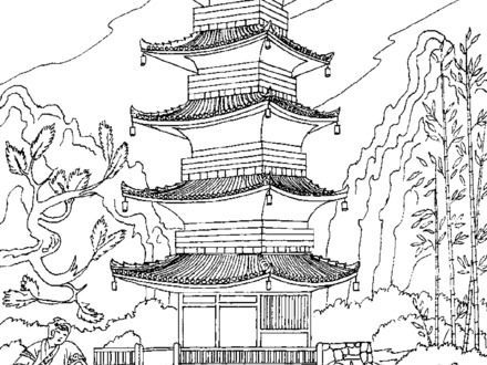 Chinese Pagoda Coloring Pages