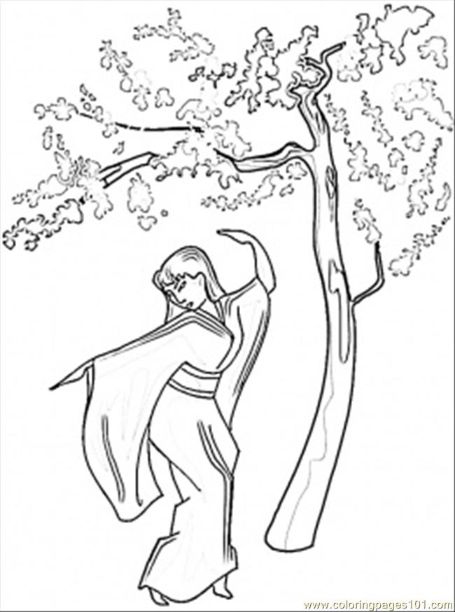 650x875 Dance Under Sakura Wood Coloring Page