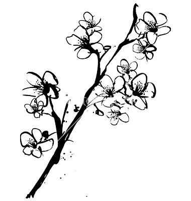 380x400 Free Vector Cherry Blossom Ink Illustration Vector 175