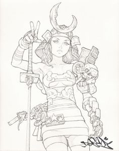 236x300 Swordbat Original Pencil Drawing Deseo Pin Up Anime