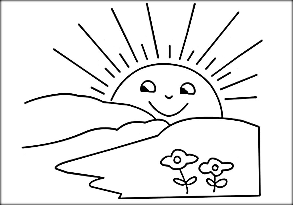 1024x717 Rising Sun Clipart Black And White