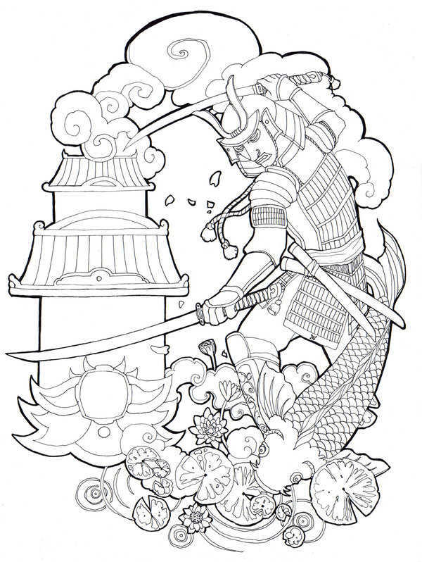 600x798 Japanese Warrior Tattoo Sketch Tattoo Designs