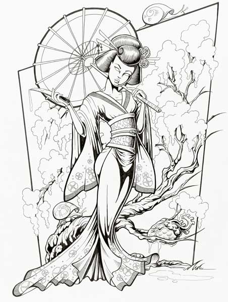 452x600 Drawn Geisha Simple