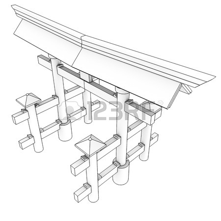 450x450 Japanese Temple Gate. Isolated On White Background. 3d Stock Photo