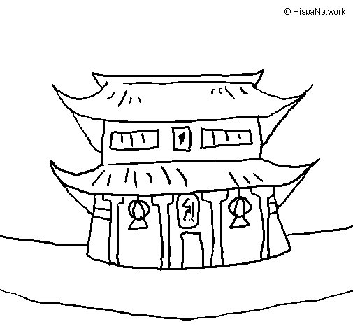 505x470 Japanese Temple Coloring Page