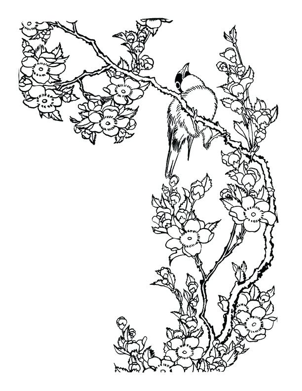 612x792 Japan Coloring Pages Landscape With Lotus And Fish Outline Drawing