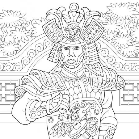 450x450 Zentangle Stylized Japanese Samurai Stock Vector Sybirko