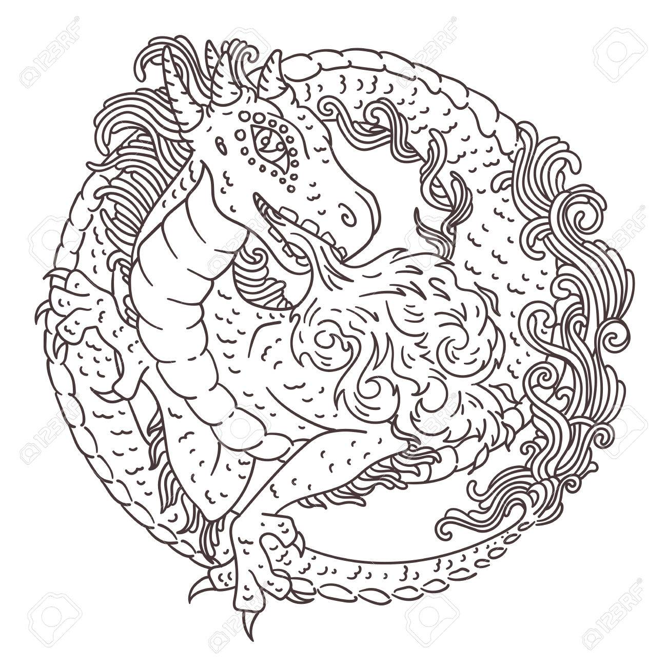 1300x1300 Vector Illustration Of Chinese, European Or Japanese Dragon