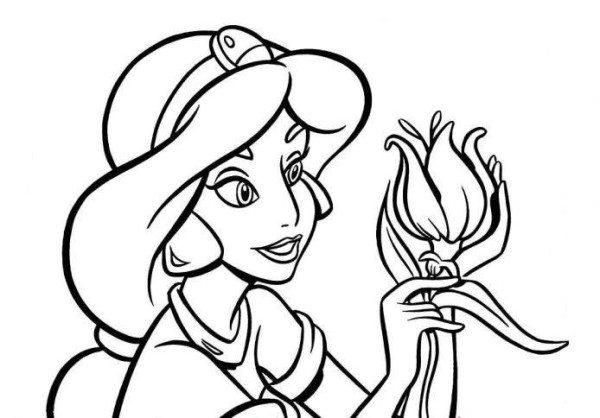 600x418 Princess Jasmine Flower Coloring Page