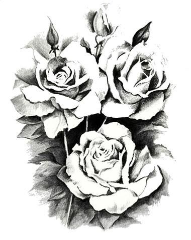 380x479 Black Flower Temporary Tattoo