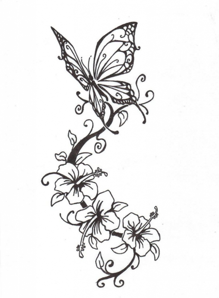 753x1024 Flower Drawing Tattoo