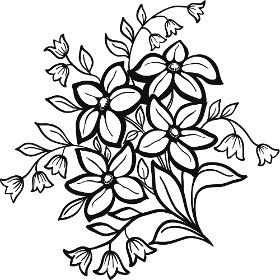 280x280 Black And White Flower Outline Collection