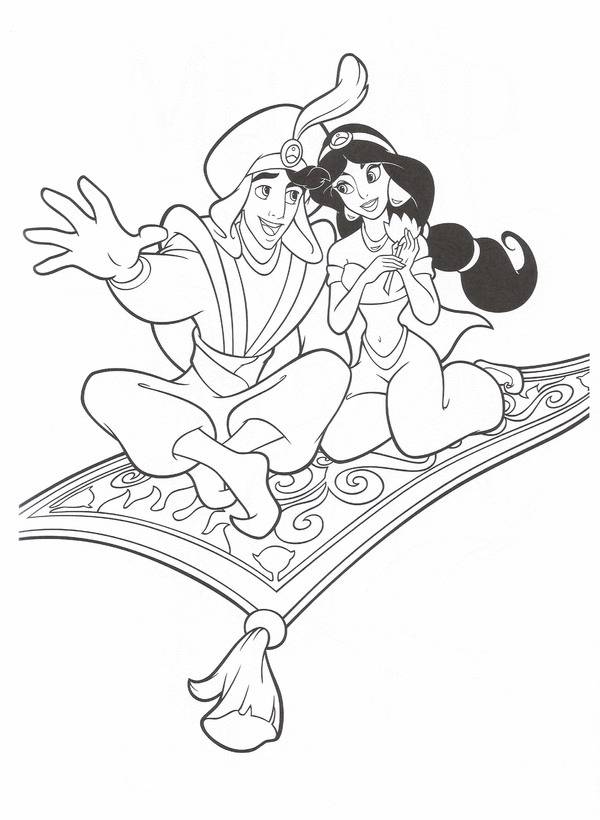 600x820 Princess Jasmine And Aladdin Disney Coloring Pages