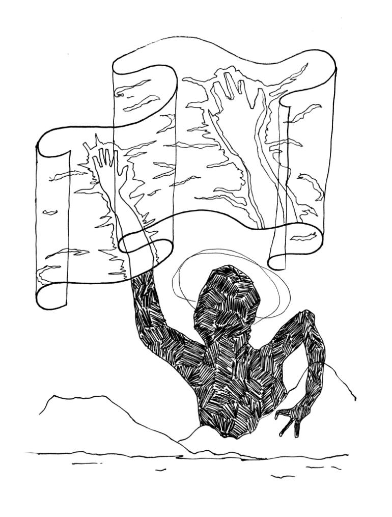 770x1015 Saatchi Art Burnt Figure Reaching For Scrim Drawing By Jay Moysey