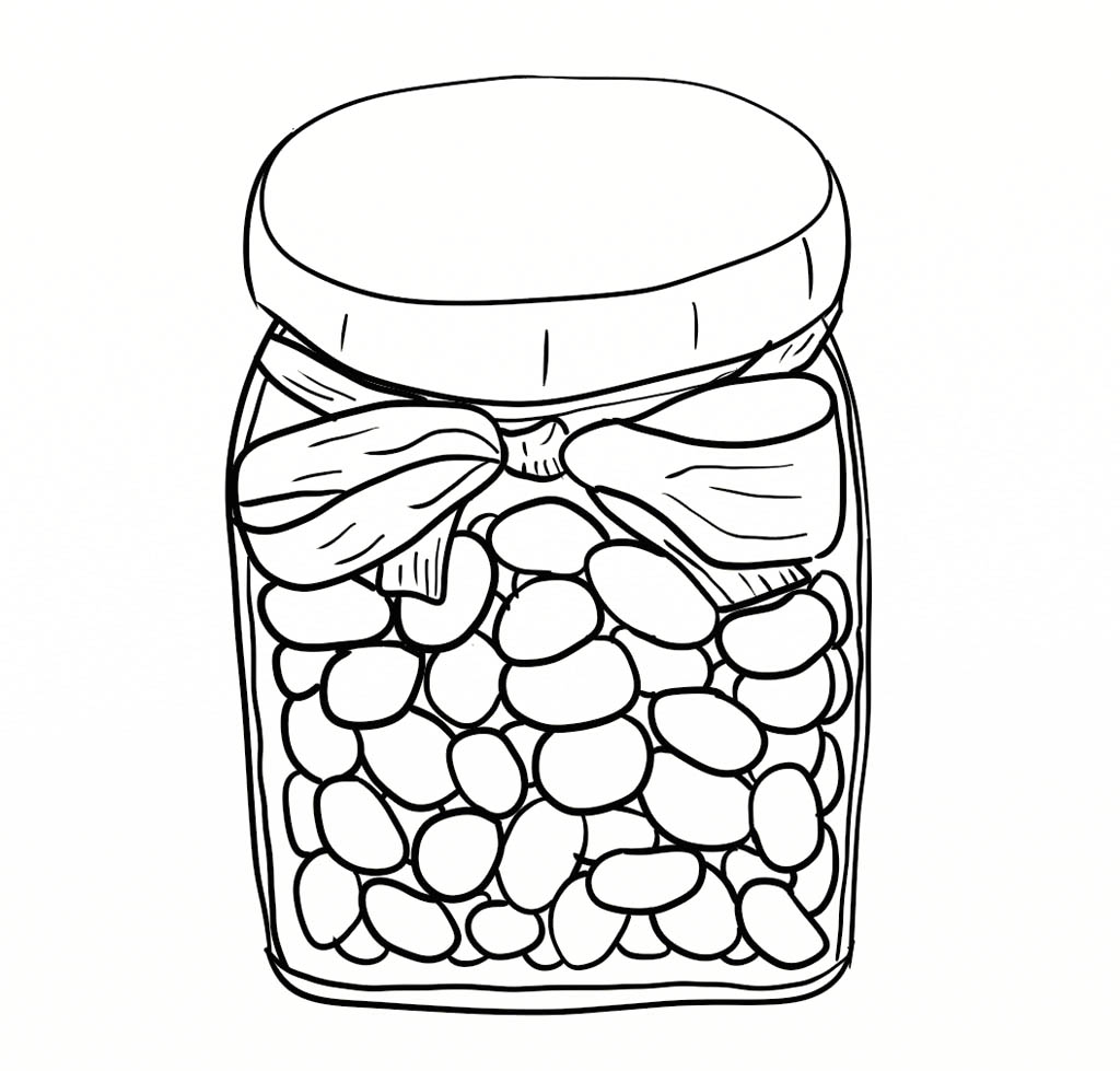1024x979 Jelly Beans In Jar Coloring Page Kids Coloring Pages