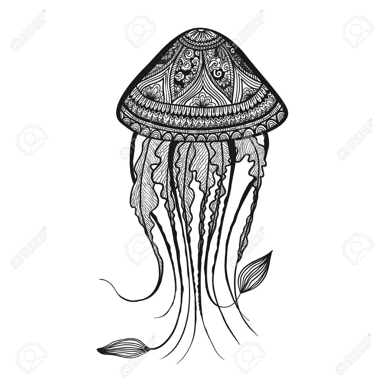1300x1300 Jellyfish Style For Coloring Book, Shirt Design Or Tattoo. Royalty