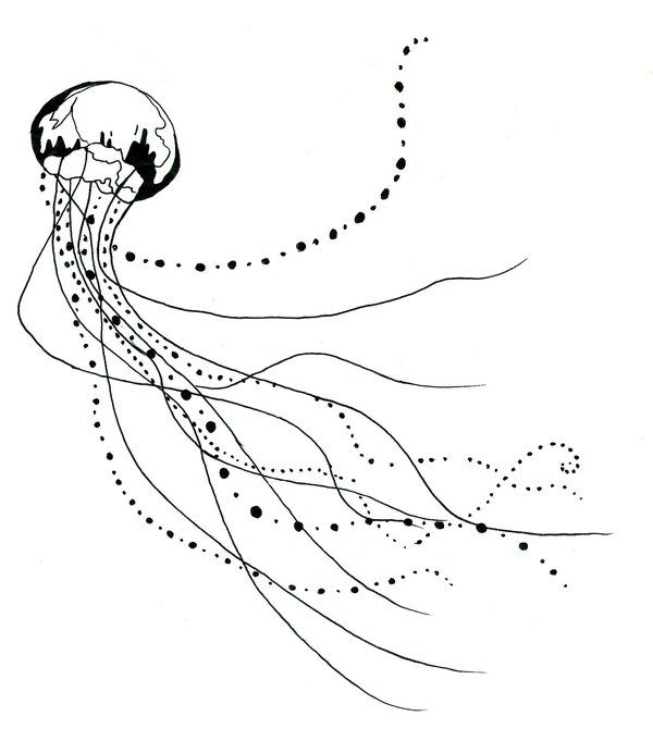 600x692 Jellyfish Line Art