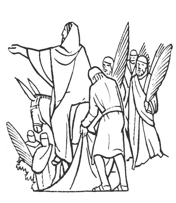 600x691 Jesus And People Of Jerusalem In Palm Sunday Coloring Page Color