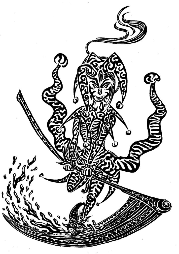 721x1024 Black And White Evil Jester