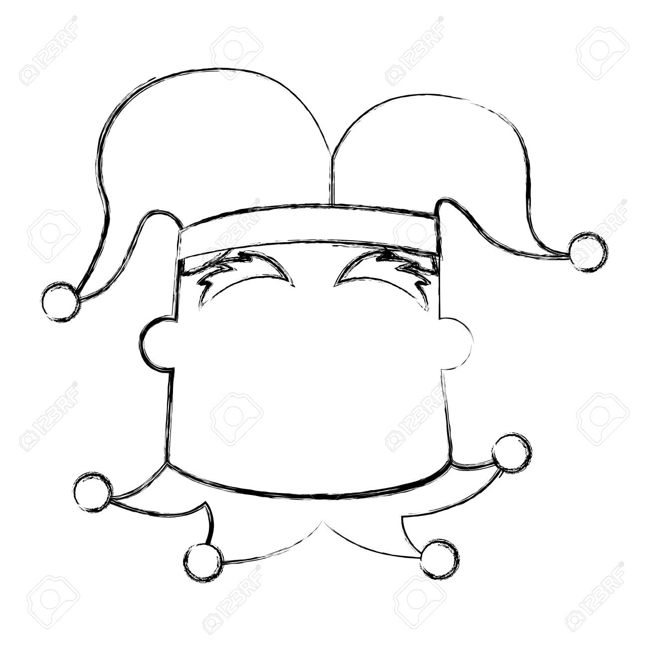1300x1300 Sketch Draw Jester Face Cartoon Vector Graphic Design Royalty Free