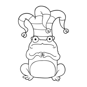 300x300 Freehand Drawn Speech Bubble Cartoon Frog Wearing Jester Hat