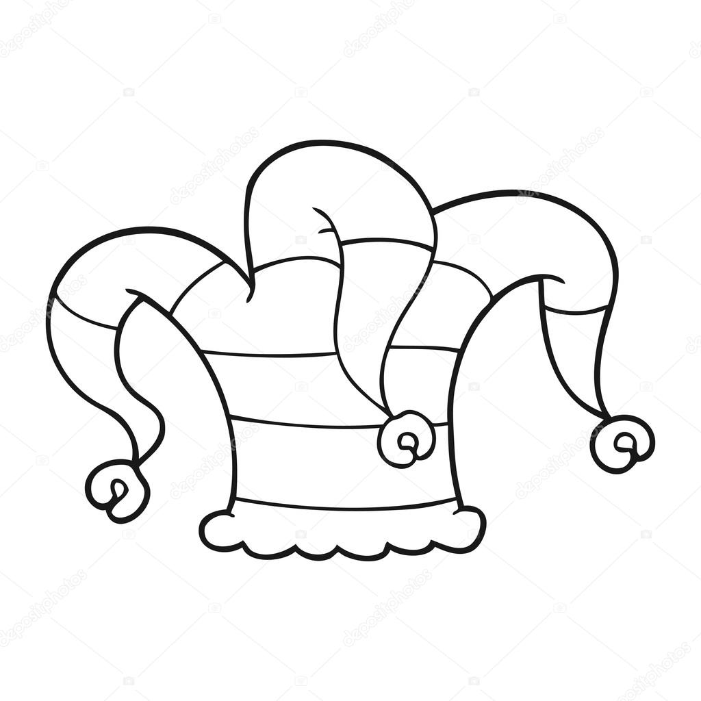 1024x1024 Black And White Cartoon Jester Hat Stock Vector
