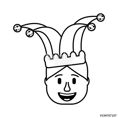 500x500 Smiling Face Man With Glasses And Jester Hat Vector Illustration