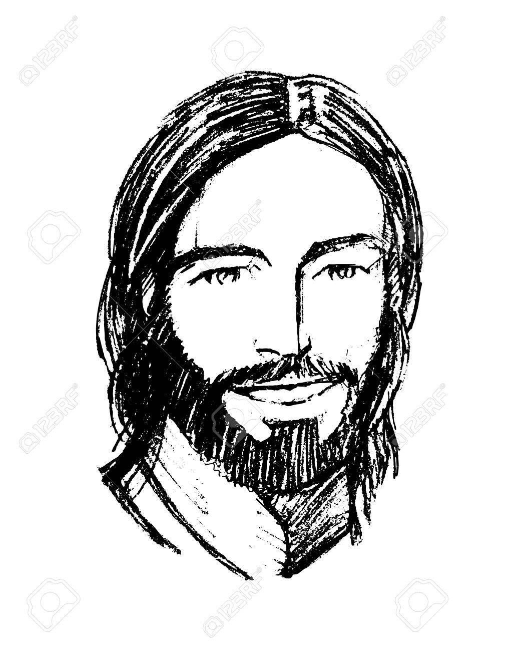 1039x1300 Hand Drawn Vector Illustration Or Drawing Of Jesus Christ Smiling