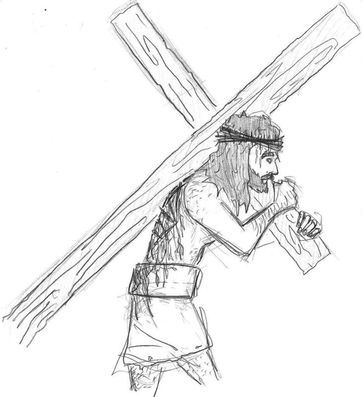 Jesus Carrying Cross Drawing at GetDrawings | Free download