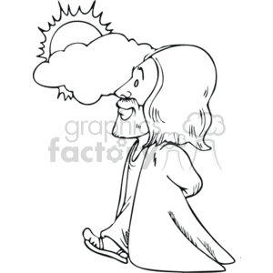 300x300 Royalty Free Black And White Jesus Cartoon Drawing 164711 Vector