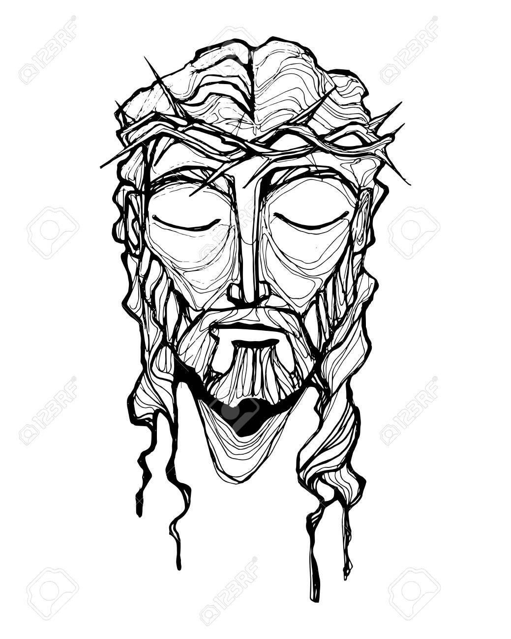 1039x1300 Hand Drawn Vector Illustration Or Drawing Of Jesus Christ Face