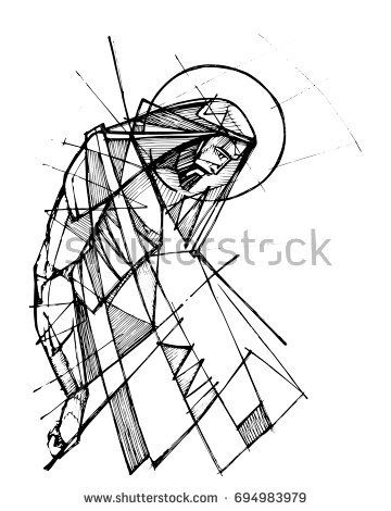 360x470 Hand Drawn Ink Vector Illustration Or Drawing Of Jesus Christ