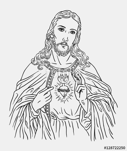 Jesus Christ Face Clip Art Sketch Coloring Page