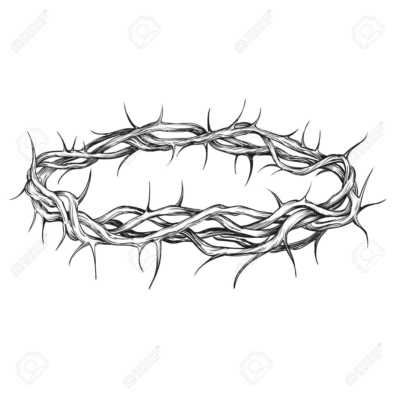 1300x1300 Crown Of Thorns Religious Symbol Hand Drawn Vector Illustration