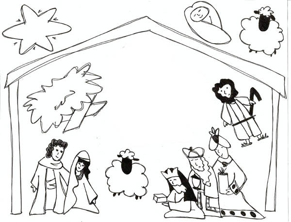 600x458 Kids Drawing Of Jesus In Nativity Coloring Page Color Luna