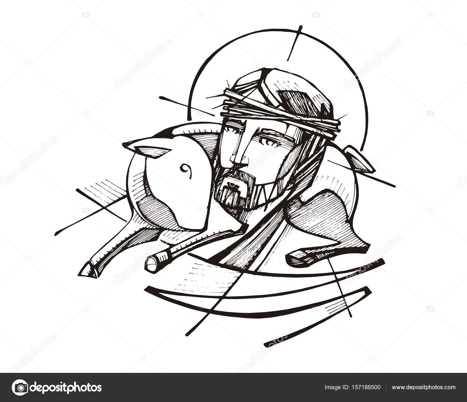 1600x1380 Jesus Christ Good Shepherd Stock Vector Bernardojbp