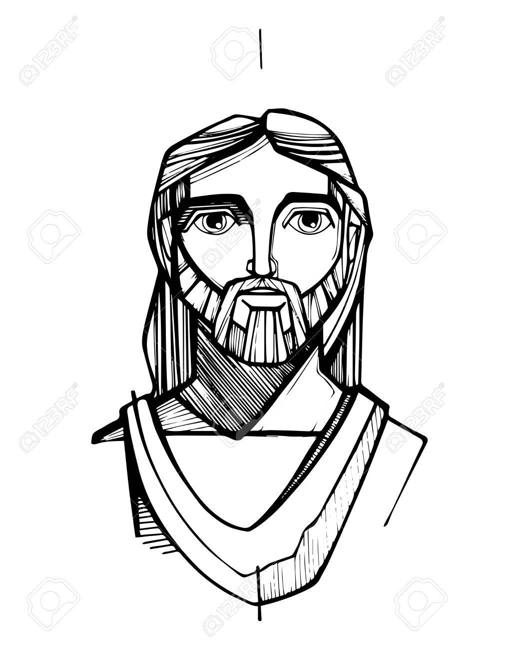 1039x1300 Hand Drawn Vector Illustration Or Drawing Of Jesus Christ Face