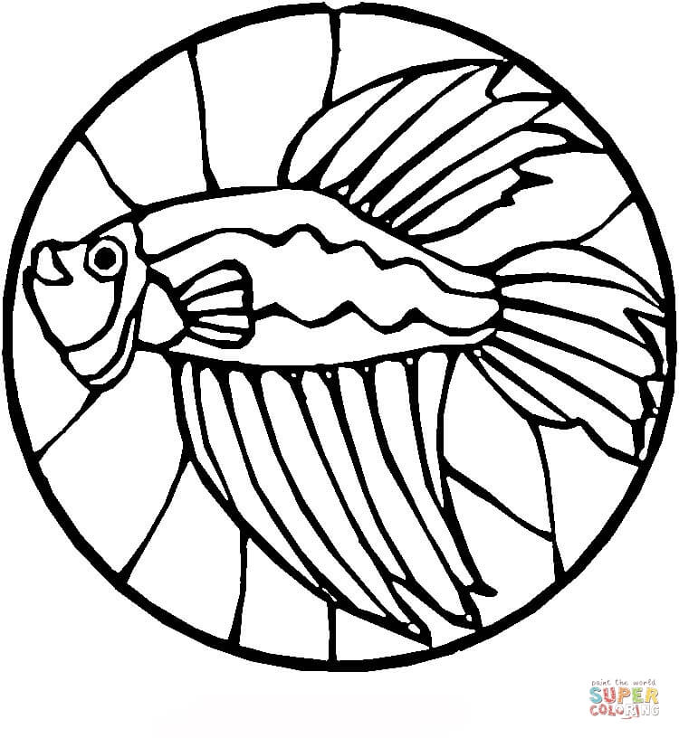 750x816 Stained Glass With Fish Coloring Page