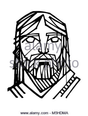 300x395 Portrait Of Jesus Christ. Hand Drawn Sketch Vector Illustration