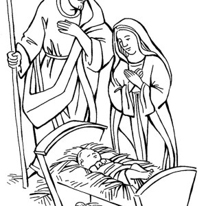 300x300 Kids Drawing Of Jesus In Nativity Coloring Page Color Luna